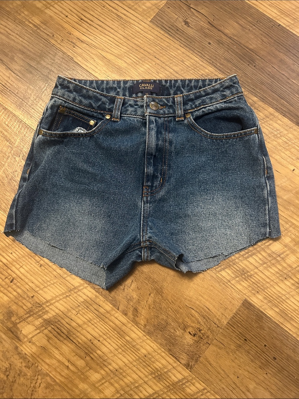 Vintage Cavalli Class Dark Blue Denim Cutoff Shorts